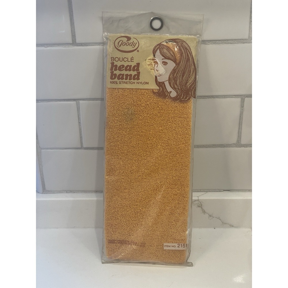 Vintage Goody Boucle Hair Headband Mustard Yellow Stretch 1980s New Old Stock